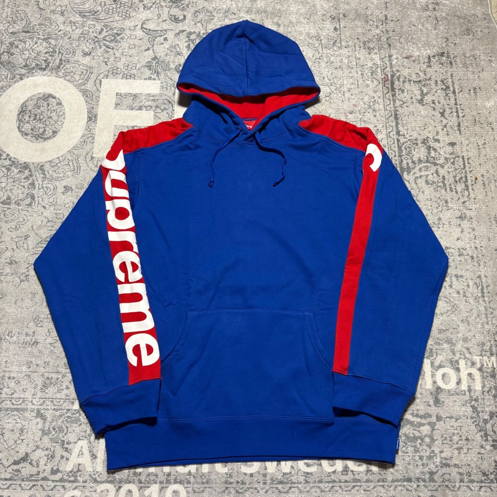 Supreme Sideline Hooded Sweatshirt Royal Blue Red Logo Mens Medium FW16 Hoodie